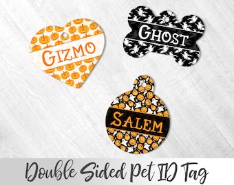 Halloween Pet Tag, Halloween Pet Accessory, Personalized Pet ID tag, Dog Name Tag, Custom Spooky Dog Tag, Pumpkin Dog Tag, Ghosts Pet ID Tag