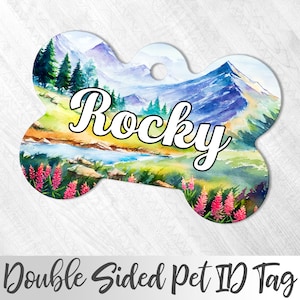 Rustic Dog Tag, Wilderness Pet Tag, Mountains Dog Tag, Personalized Pet tag, Dog Name Tag, Boy Dog Tag For Dog, Wanderlust Dog Tag For Dog