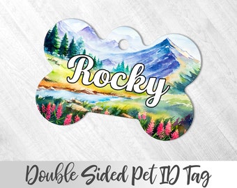 Rustic Dog Tag, Wilderness Pet Tag, Mountains Dog Tag, Personalized Pet tag, Dog Name Tag, Boy Dog Tag For Dog, Wanderlust Dog Tag For Dog