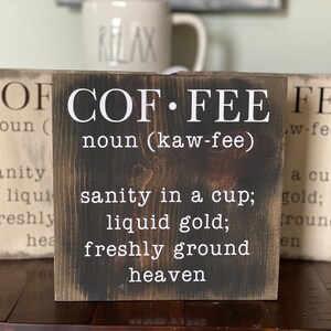 Coffee Definition sign; coffee sign