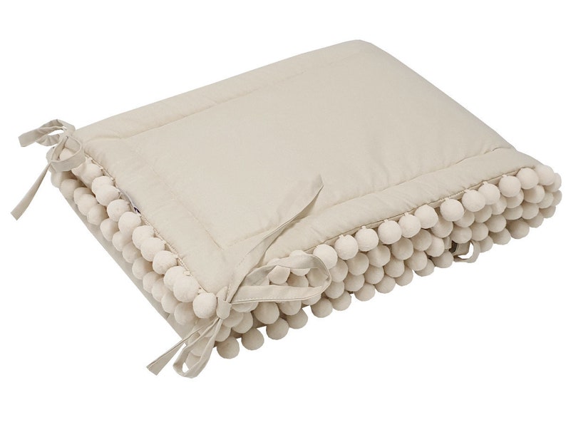 Baby Bed Bumper Cotton Crib Protector With Pompoms Double Etsy