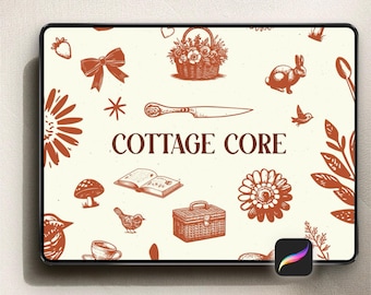 55 Cottage Core Stamp Brushes for Procreate - DIGITAL DOWNLOAD