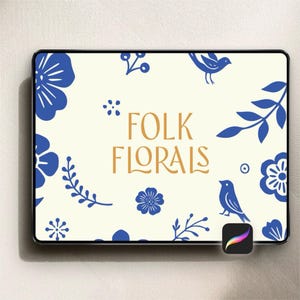 50 Folk Floral Stamp Brushes for Procreate - DIGITAL DOWNLOAD