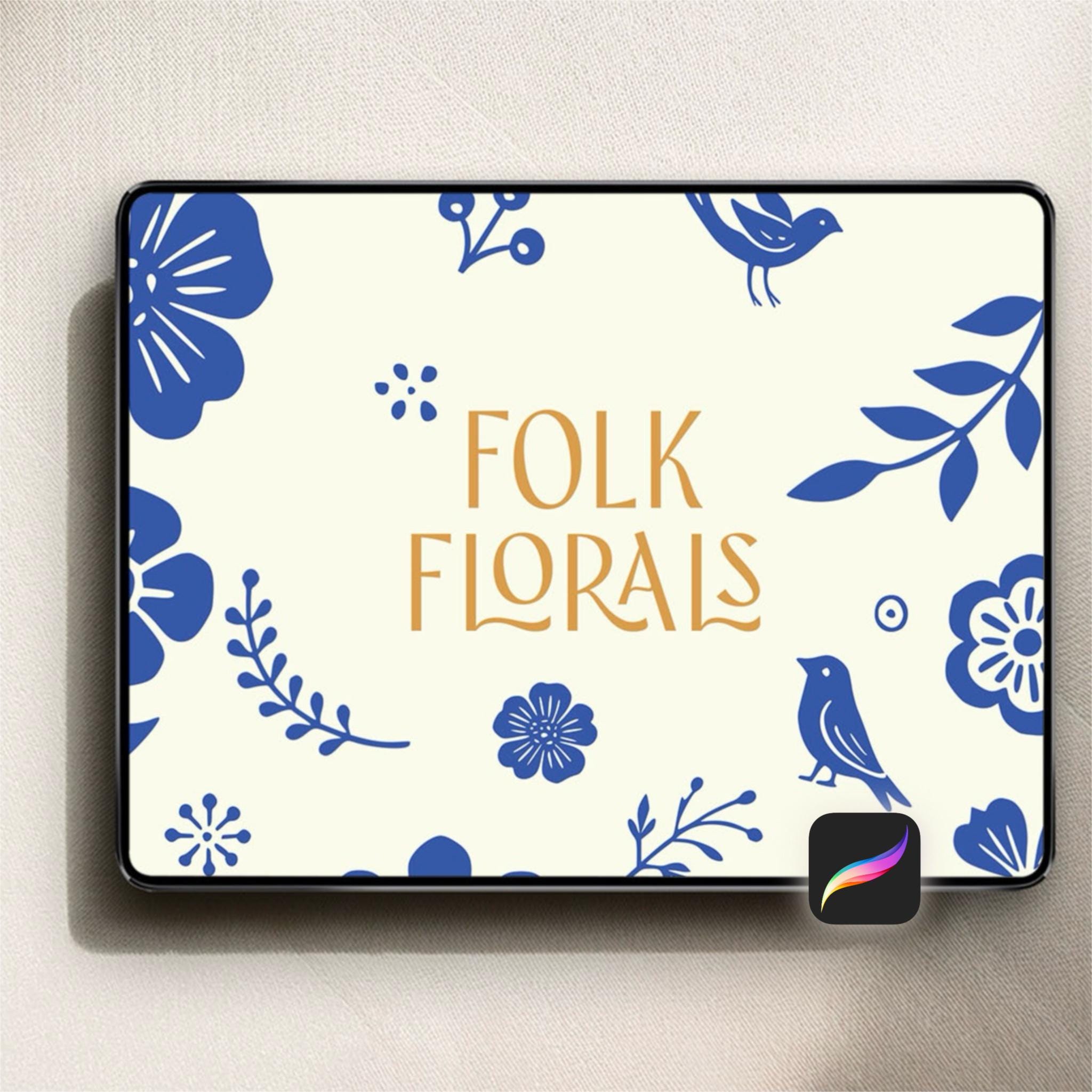 50 Folk Floral Stamp Brushes for Procreate - DIGITAL DOWNLOAD - Etsy