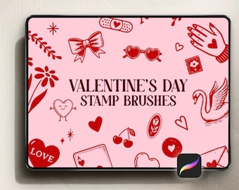 50 Valentinstag Stempel Pinsel für Procreate - DIGITALER DOWNLOAD