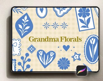 50 Grandma Floral Stamp Brushes for Procreate - DIGITAL DOWNLOAD