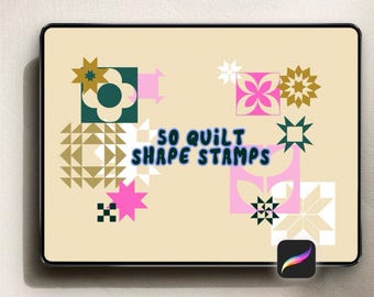 50 Quilt Form Stempel für Procreate - DIGITAL DOWNLOAD