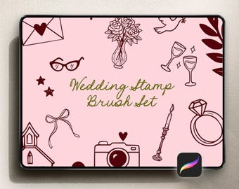 55 Wedding Stamp Brushes for Procreate - DIGITAL DOWNLOAD