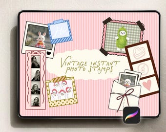 50 Vintage Instant Photo Frame Stamp Brushes for Procreate - DIGITAL DOWNLOAD