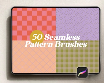 50 naadloze patroonpenselen voor Procreate - DIGITALE DOWNLOAD