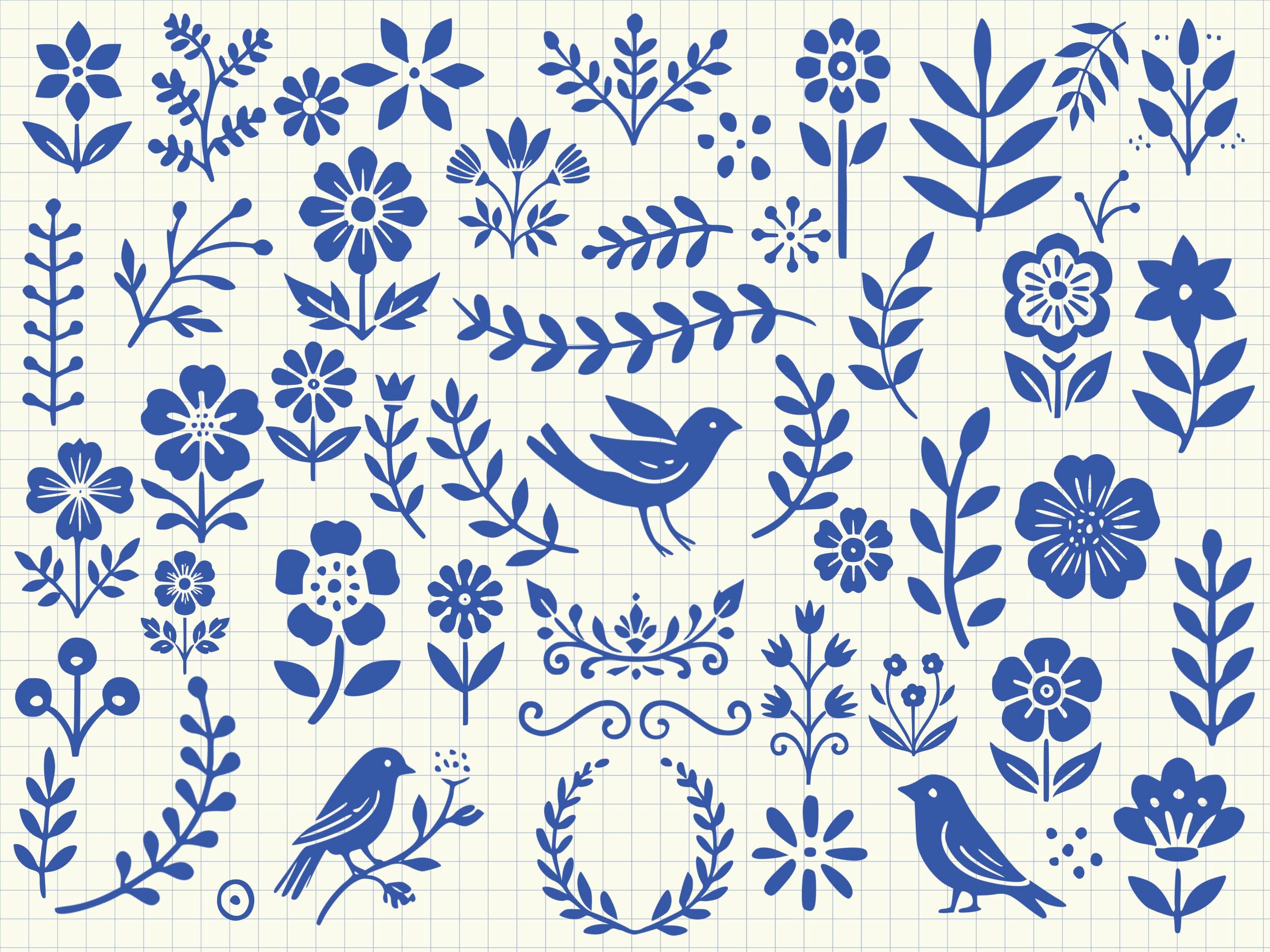 50 Folk Floral Stamp Brushes for Procreate - DIGITAL DOWNLOAD - Etsy