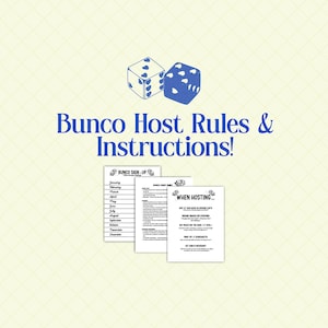 Reglas del juego y anfitrión de Bunco - DESCARGA DIGITAL
