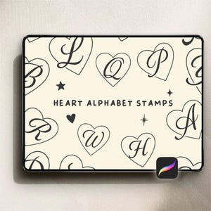 30 Heart Alphabet Stamp Brushes for Procreate - DIGITAL DOWNLOAD