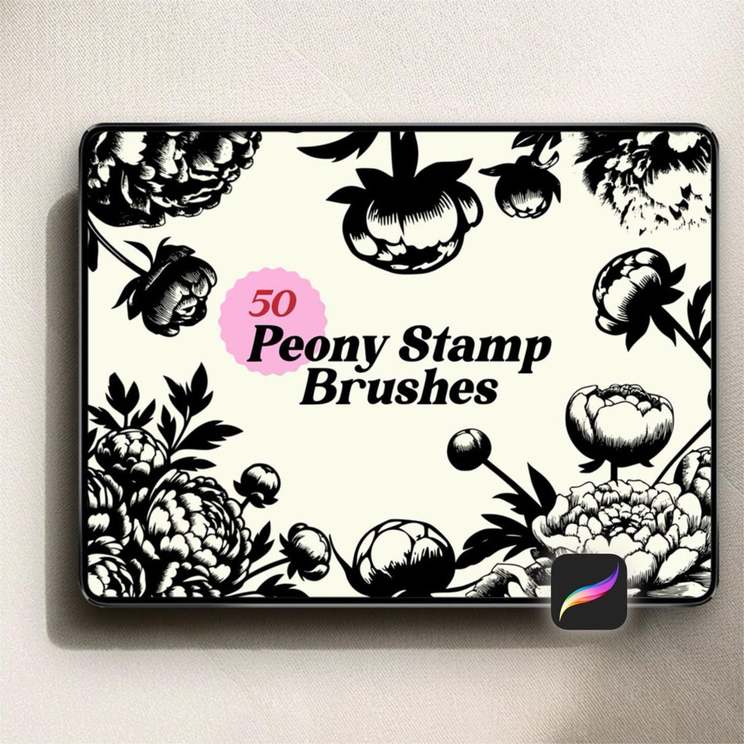 50 Peony Procreate Stamp Brushes - DIGITAL DOWNLOAD - Etsy