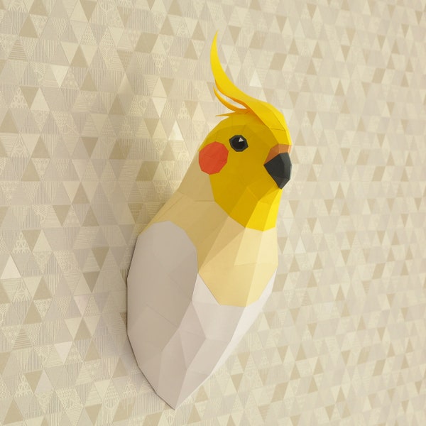 3d low poly paper DIY printable PDF pepakura decorative papercraft sculpture Cockatiel cockatoo bird