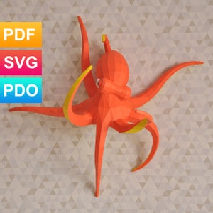 SVG 3d paper geometric lowpoly papercraft creative ocean beautiful sculpture toy Octopus