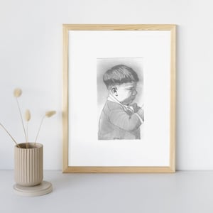Boy Pencil Sketch Print | Black and White Child Art | Retro Style Wall Decor | Instant Download Artwork | Minimalist art download