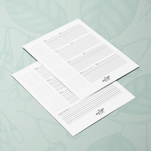 May include: Two white planner pages with black lines and dotted sections. The pages have the text "DATE", "CARD", and "WEEKLY SUMMARY". The logo "my Type Paper Co." is printed on the bottom right corner of each page.