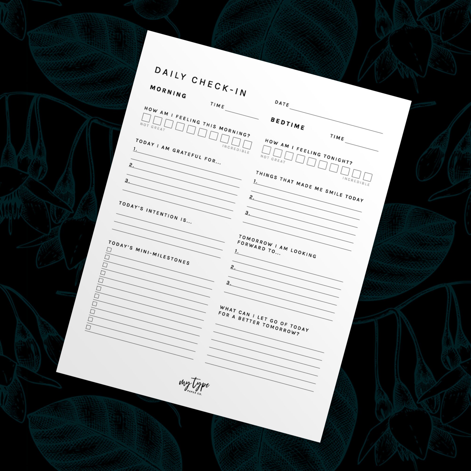 Printable Daily Check-in Gratitude Reflection Journal | PDF Worksheet ...