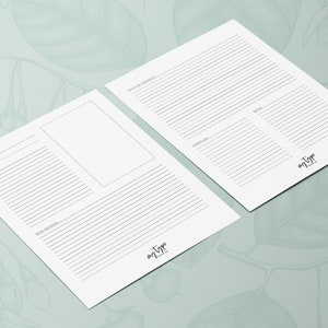 May include: Two printable worksheets with lined sections for writing. The worksheets are titled "Objective/Prospects" and "Main Meaning". The bottom right corner of each sheet has the logo "my type paper co."