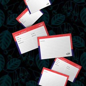 Cartes de recettes imprimées, fiches de 10 x 15 cm, rose vif et bleu, écrivez vos propres recettes dans une boîte de recettes, lot de 10 cartes
