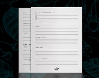 Insertion pour agenda hebdomadaire à faire soi-même | PDF imprimable