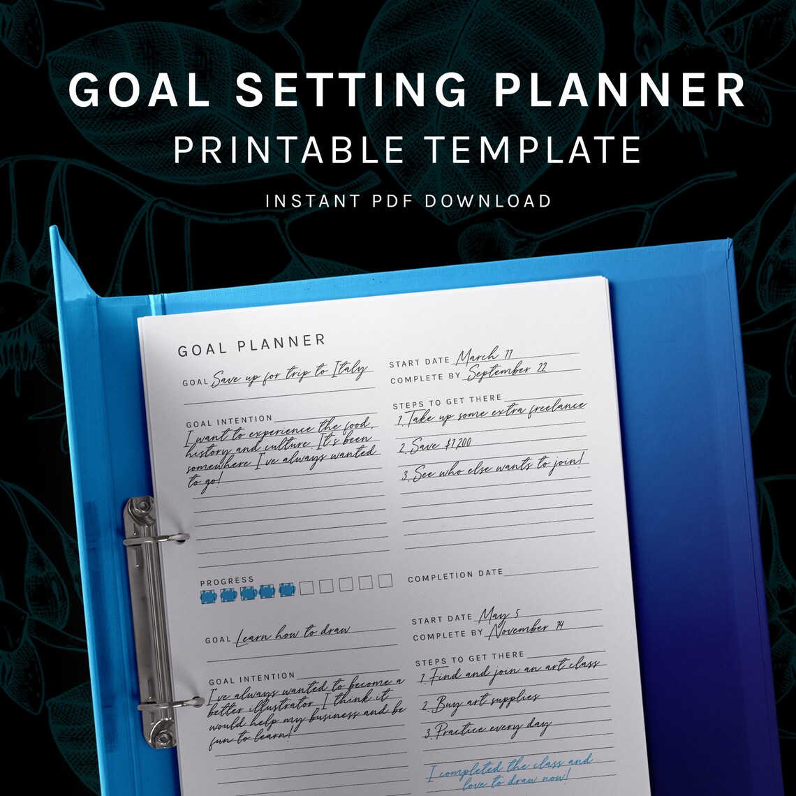 Goal Setting Journal Page Printable PDF Track and Set Goals Etsy