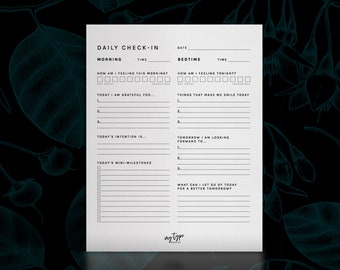Printable Daily Check-in Gratitude Reflection Journal | PDF Worksheet