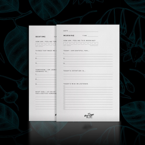 Daily Check-in Reflection Journal Pages | Half US Letter Sized | Printable Planner PDF