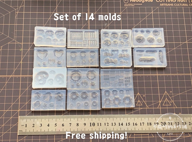 Miniature mold dollhouse bakery silicone mold bundle set/ polymer clay