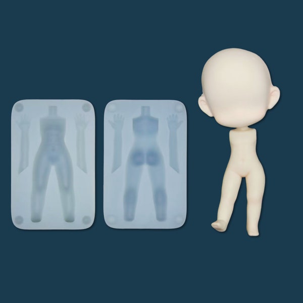 Miniature doll ob11 chibi head mold doll face /body diy silicone soft mold for polymer clay/air dry clays