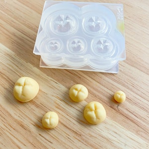 Miniature mold dollhouse 3D round buns bread silicone soft mold for polymer clays crafting