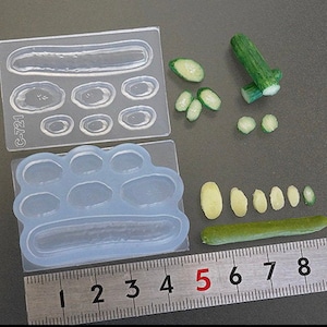 Molde em miniatura para casa de bonecas 3D pepino silicone diy molde macio para argilas de polímero