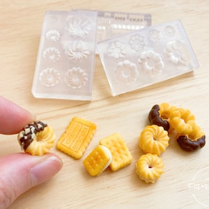 Miniatur Gießform Puppenhaus Diy Fake Food Formen 1:12 Plätzchen Donuts Polymer Clay Gießharz Formen.