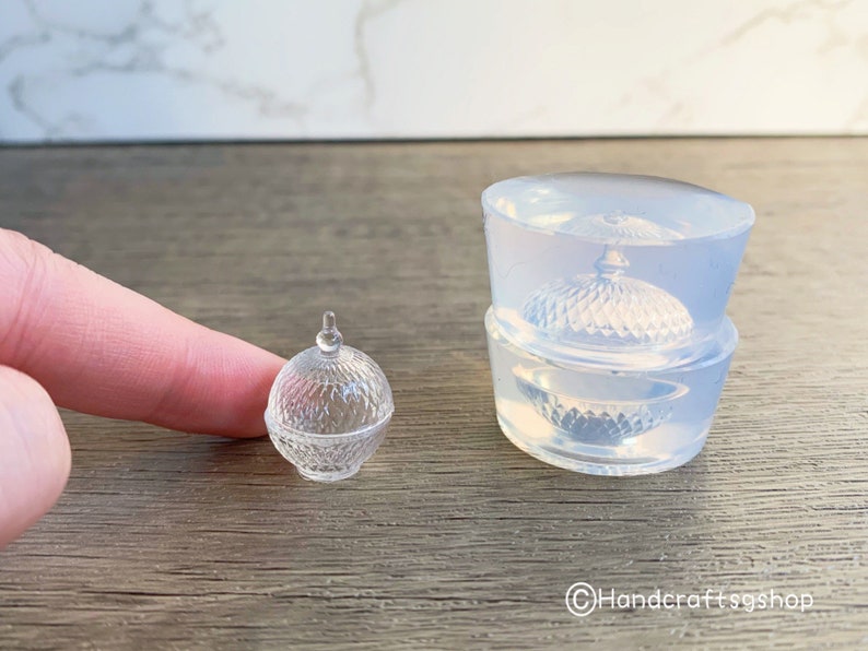 Miniature mold dollhouse 3D round candy glass jar diy silicone soft mold for resin crafting