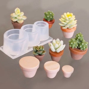 Molde em miniatura para casa de bonecas 3d, plantas suculentas, vaso de flores, molde macio de silicone diy para artesanato com argila de polímero e resina