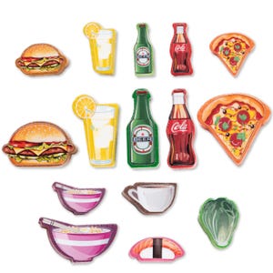 Pegatinas premium de Food Chain Magnate para piezas del juego: más de 400 pegatinas (juego base y expansión de kétchup) (accesorio no oficial)