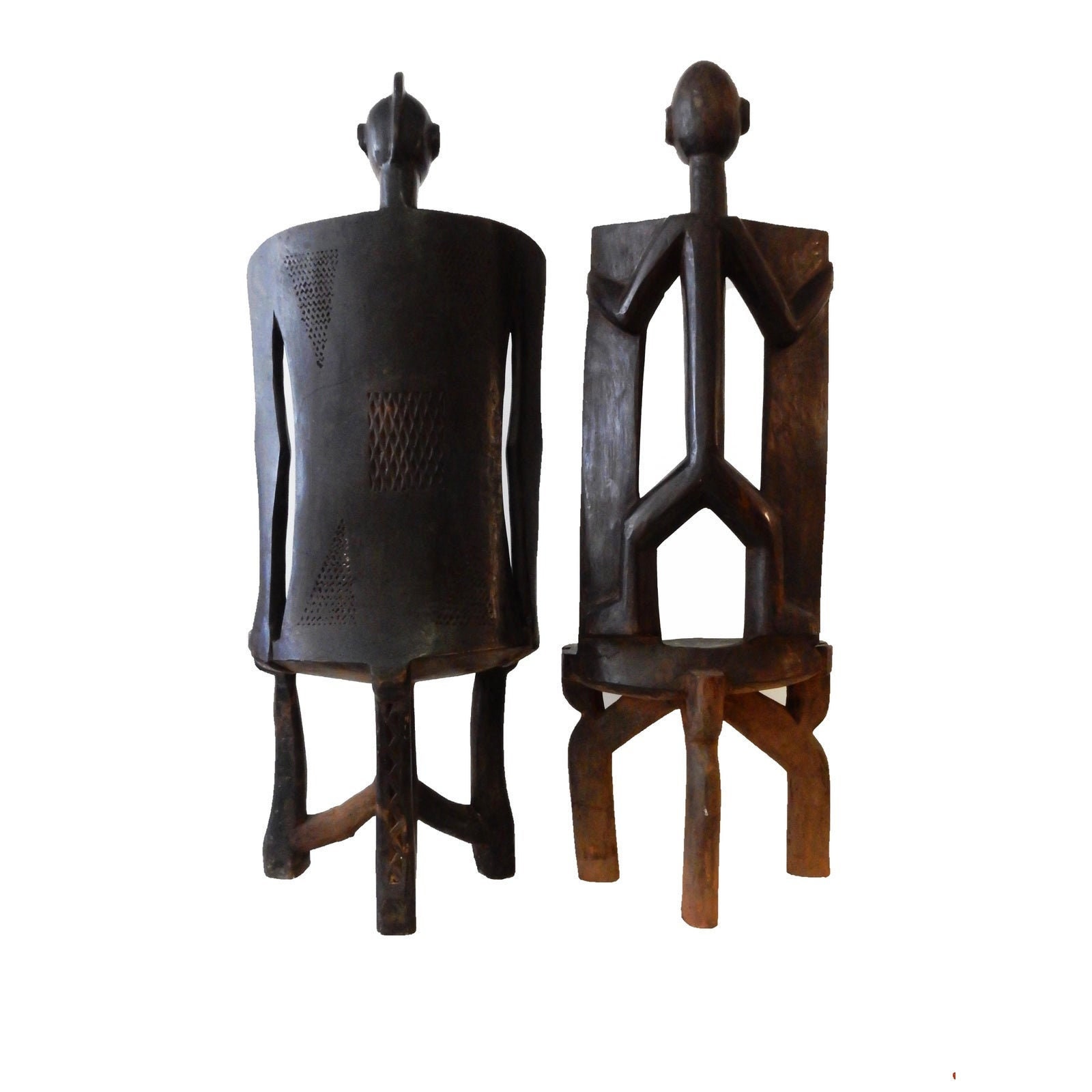Makonde 3 Legged Chairs Pair Etsy