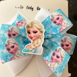 Girls Elsa Frozen Disney Princess Hair Bow