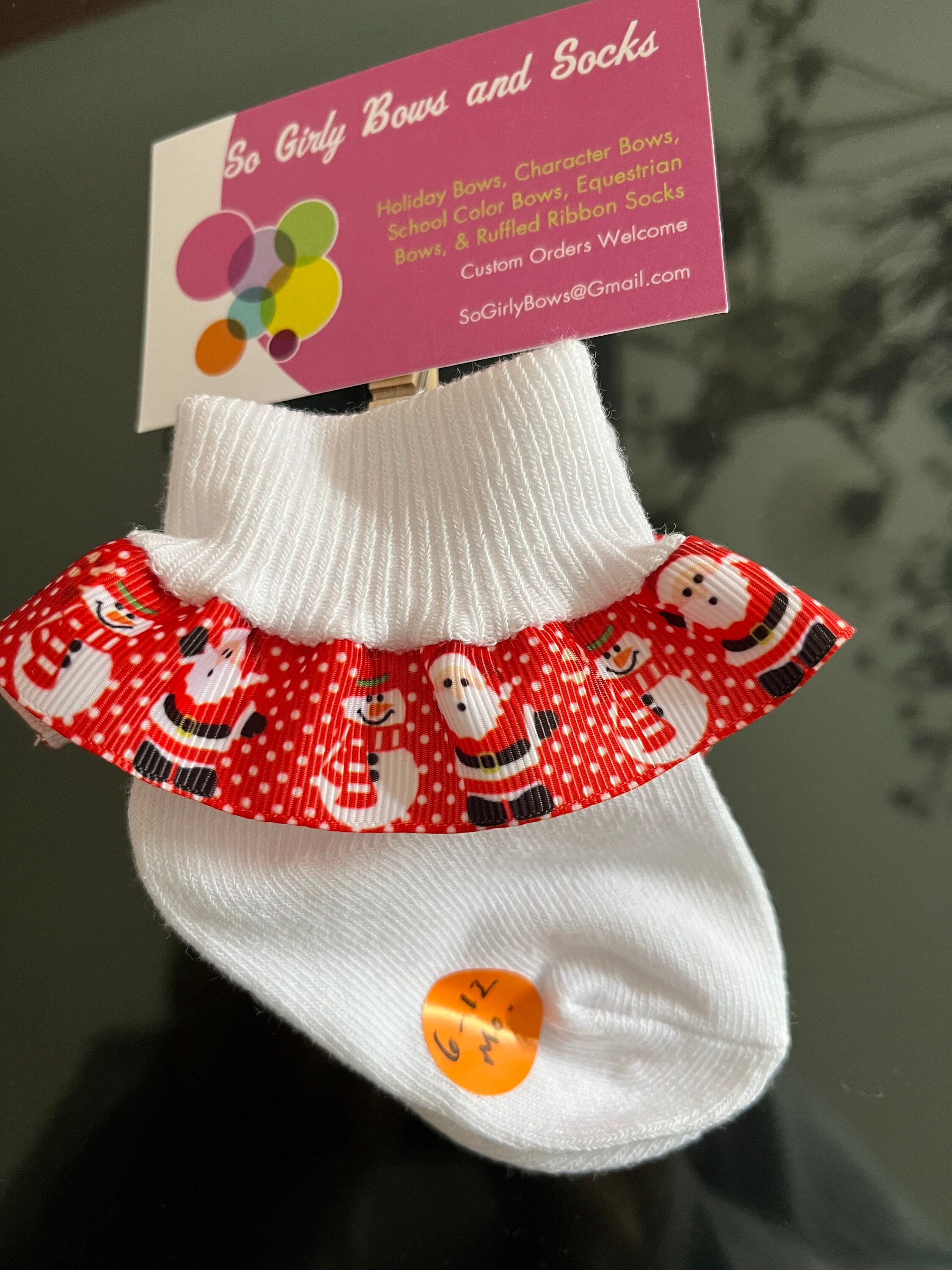 Girls Christmas Ruffled Ribbon Socks Santa & Snowmen Age 6 Etsy