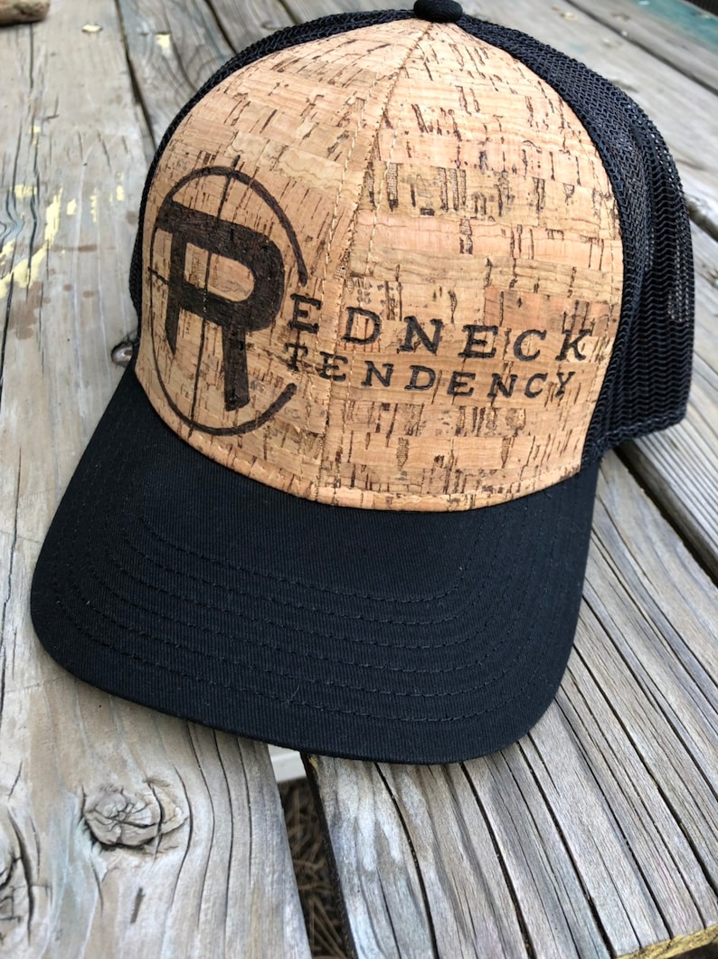 Redneck Tendency Cork Wood Trucker Hat Etsy