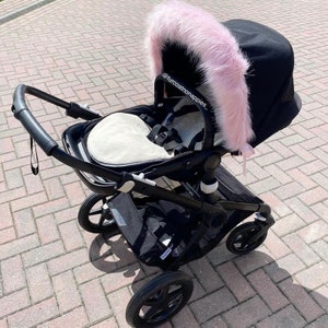 Candy Floss Pink Faux Fur Pram Hood Trim zdjęcie 1