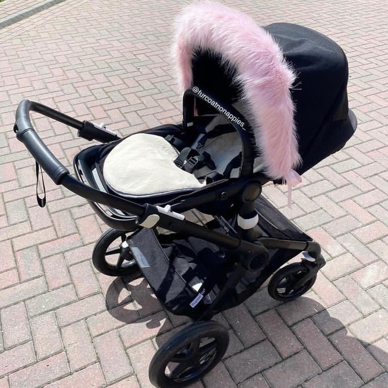 Candy Floss Pink Faux Fur Pram Hood Trim zdjęcie 1