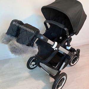 Extra Fluffy Soft Grey Faux Fur Universal Pram/ Stroller Handmitt