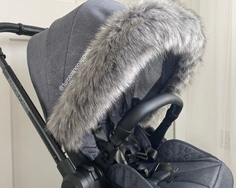 Husky Grey Luxury Faux Fur Pram Hood Trim