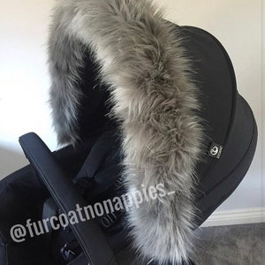 Original Luxury Grey Faux Fur Pram Hood Trim