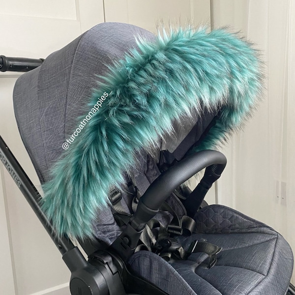 Emerald Green Luxury Faux Fur Pram Hood Trim