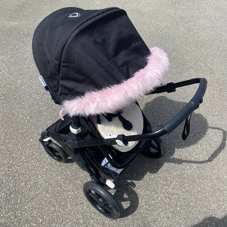 Candy Floss Pink Faux Fur Pram Hood Trim zdjęcie 3