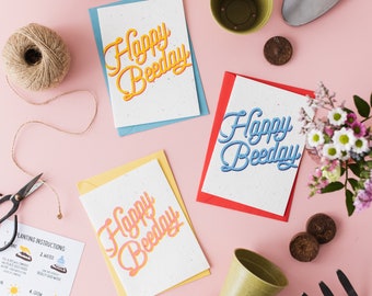 Plantable Birthday Card | Happy Beeday Birthday Card Set