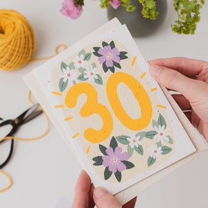 Cartão de aniversário de 30 anos plantável